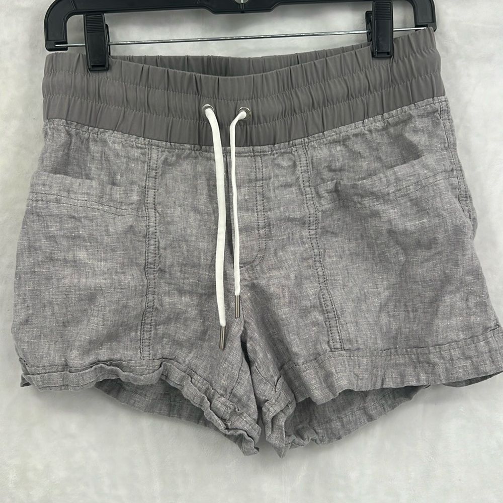 Athleta Womens Cabo Linen Shorts Size 4 Heather Gray Activewear Bottoms